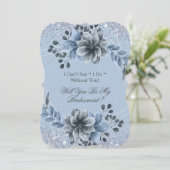 Dusty Blue Floral Je bent mijn Bridesmaid Kaart (Staand voorkant)