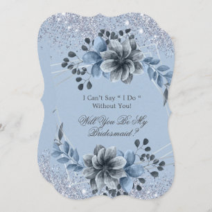 Dusty Blue Floral Je bent mijn Bridesmaid Kaart