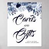 Dusty Blue Floral-Kaarten en cadeaubonnen Poster (Voorkant)
