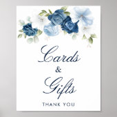 Dusty Blue Floral Kaarten en Gifts Vrijgezellenfee Poster (Voorkant)