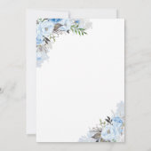 Dusty Blue Floral krans Elegant Baby shower Kaart (Achterkant)