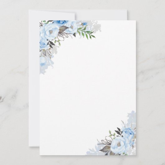 Dusty Blue Floral krans Elegant Graduation Party Kaart (Achterkant)