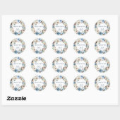 Dusty Blue Floral krans gepersonaliseerde gunst Ronde Sticker (Vel)