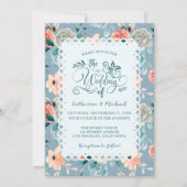 Dusty Blue Floral Lace | Decoratieve kalligrafie Kaart (Voorkant)