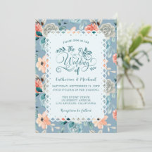 Dusty Blue Floral Lace | Decoratieve kalligrafie
