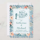 Dusty Blue Floral Lace | Decoratieve kalligrafie Kaart (Voorkant)