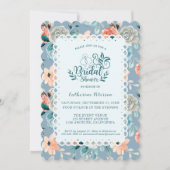Dusty Blue Floral Lace | Decoratieve kalligrafie Kaart (Voorkant)