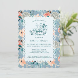 Dusty Blue Floral Lace | Decoratieve kalligrafie Kaart