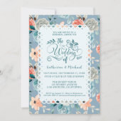 Dusty Blue Floral Lace | Decoratieve kalligrafie Kaart (Voorkant)