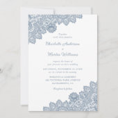 Dusty Blue  Floral Lace Wedding Invitations Kaart (Voorkant)