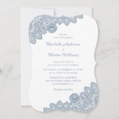 Dusty Blue  Floral Lace Wedding Invitations Kaart (Voorkant)