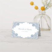 Dusty Blue Floral Lace Wedding Plaatskaartje (Achterkant)