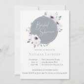 Dusty Blue Floral Lijst bruids doucheuitnodiging Kaart (Voorkant)