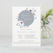 Dusty Blue Floral Lijst bruids doucheuitnodiging Kaart (Staand voorkant)