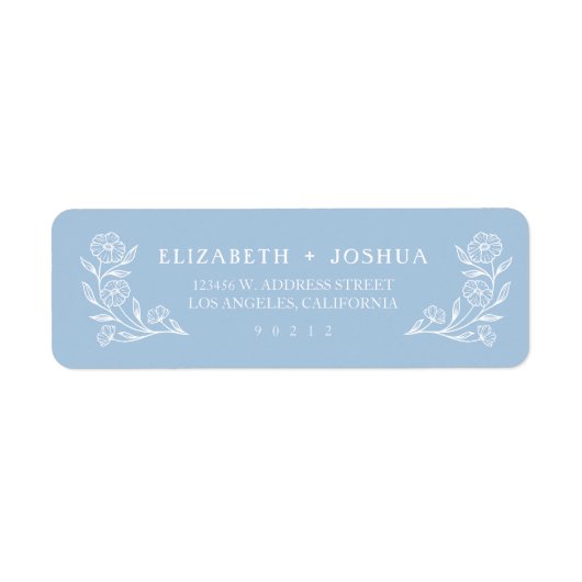 Dusty Blue Floral Lijst retour adreslabel Etiket (Voorkant)