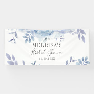 Dusty Blue Floral Lila Vrijgezellenfeest Spandoek