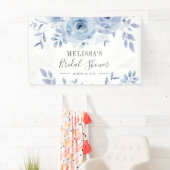 Dusty Blue Floral Lila Vrijgezellenfeest Spandoek (Insitu)