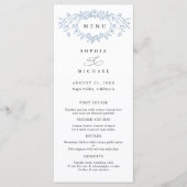 Dusty Blue Floral Line Art Wedding Flat Menu (Voorkant)