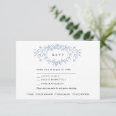 Dusty Blue Floral Line Art Wedding  RSVP Kaartje (Staand voorkant)