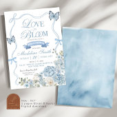 Dusty Blue Floral Love in Bloom Vrijgezellenfeest Kaart