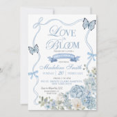 Dusty Blue Floral Love in Bloom Vrijgezellenfeest Kaart (Voorkant)