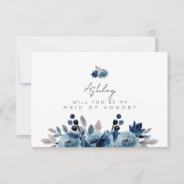 Dusty Blue Floral Maid of Honor Kaart