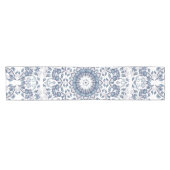 Dusty Blue Floral Mandala  Korte Tafelloper (Horizontaal)
