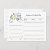 Dusty Blue Floral Mason Jar Recept Kaarten (Voorkant / Achterkant)