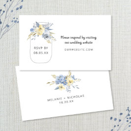 Dusty Blue Floral Mason Jar rsvp Informatiekaartje