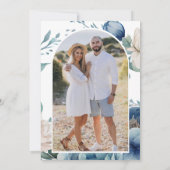 Dusty Blue Floral Mason Jar Wood Foto bruiloft Save The Date (Achterkant)