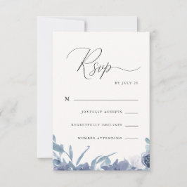 Dusty Blue Floral met kalligrafie Rsvp