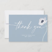Dusty blue floral minimalist bruiloft bedankt kaart (Voorkant)