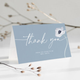 Dusty blue floral minimalist bruiloft bedankt kaart