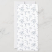 Dusty Blue Floral Minimalist Wedding Menu Kaarten (Achterkant)