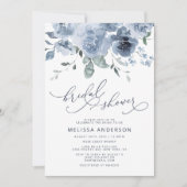 Dusty Blue Floral Modern Bridal Shower Kaart (Voorkant)