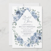 Dusty Blue Floral Modern Bridal Shower Kaart (Voorkant)