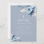 Dusty blue floral modern communiqué kaart (Voorkant)