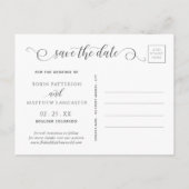 Dusty Blue Floral, Modern Script, Save the Date Aankondigingskaart (Achterkant)