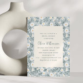 Dusty Blue Floral Modern Spring Bridal Shower Kaart