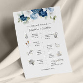 Dusty Blue Floral Modern Wedding Itinerary Program Briefpapier