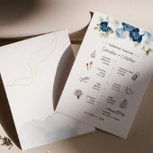 Dusty Blue Floral Modern Wedding Itinerary Program Briefpapier