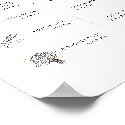 Dusty Blue Floral Modern Wedding Itinerary Program Poster (Hoek)