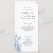 Dusty Blue Floral Modern Wedding Program Card (Voorkant / Achterkant)