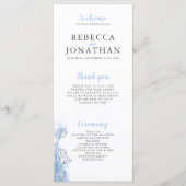 Dusty Blue Floral Modern Wedding Program Card (Voorkant)