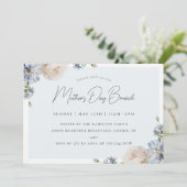 Dusty Blue Floral Moederdag Brunch Kaart (Staand voorkant)