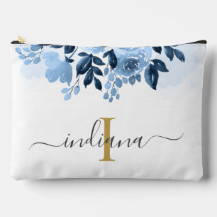 Dusty Blue Floral Monogram Script Botanisch Etui