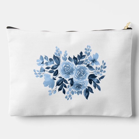 Dusty Blue Floral Monogram Script Botanisch Etui (Achterkant)