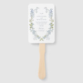 Dusty Blue Floral Monogram Trouwprogramma Handwaaier (Voorkant)