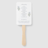 Dusty Blue Floral Monogram Trouwprogramma Handwaaier (Achterkant)