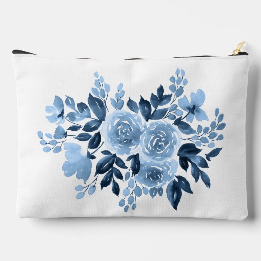 Dusty Blue Floral Monogram Waterverf Script Girly Etui (Achterkant)